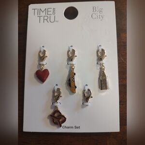 Time and Tru Enamel City Charm Set - Red, Yellow, Gold